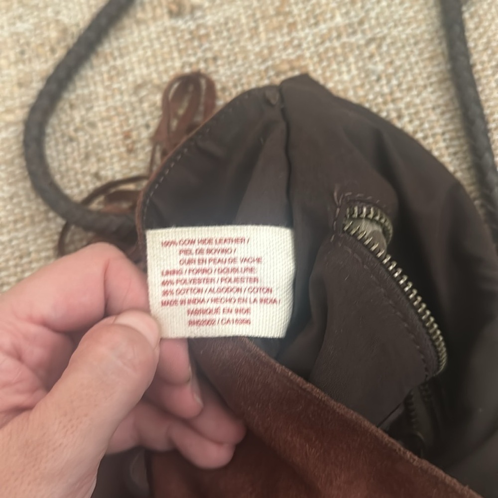 Lucky Brand Foxy Lady Fringe Brown Suede Crossbody Purse Bag - Picture 8 of 11
